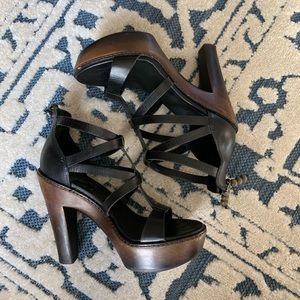 UGG Leather Chunk Heel Sandal Sz 6.5